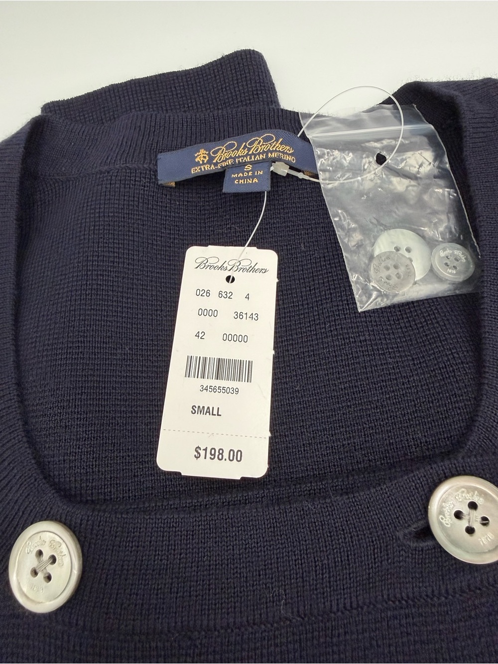 Brooks Brothers Double-Breasted Navy Button Sweater - Picture 2 of 4